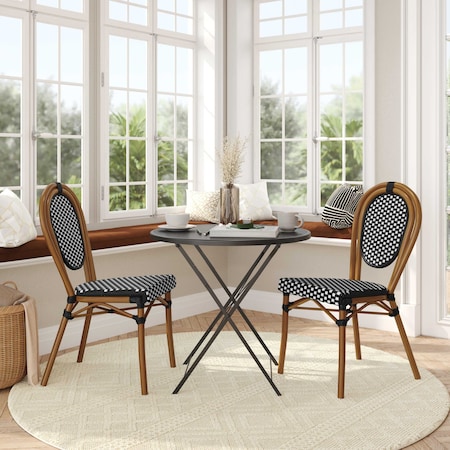 Flash Furniture Lourdes Thonet French Bistro Stack Chair Natural/White PE Rattan and Bamboo Alum Frme, Natural, 2PK 2-SDA-AD642002S-BKWH-NAT-GG